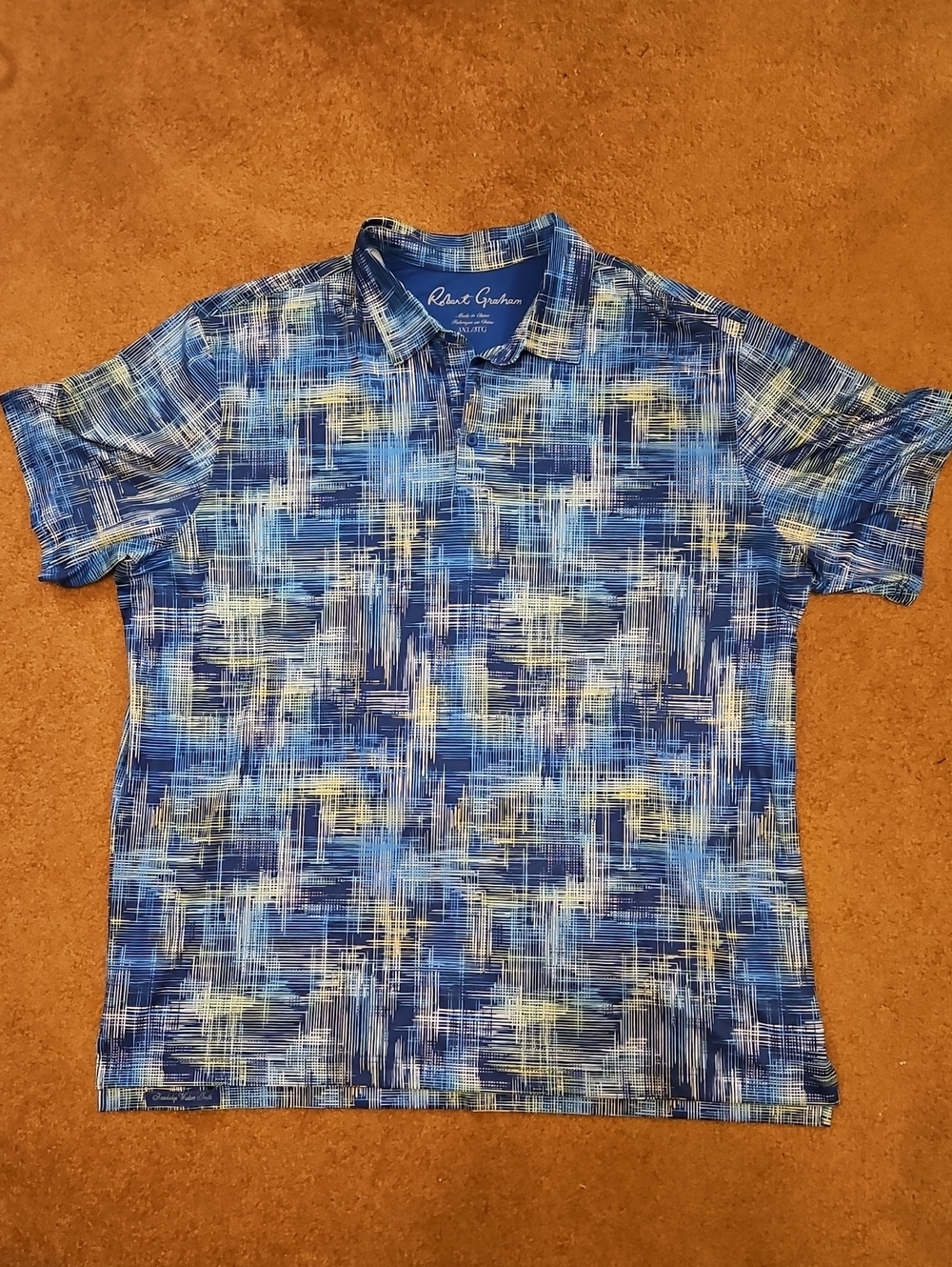 Robert Graham Performance Abstract Graphic Polo Shirt 3XL